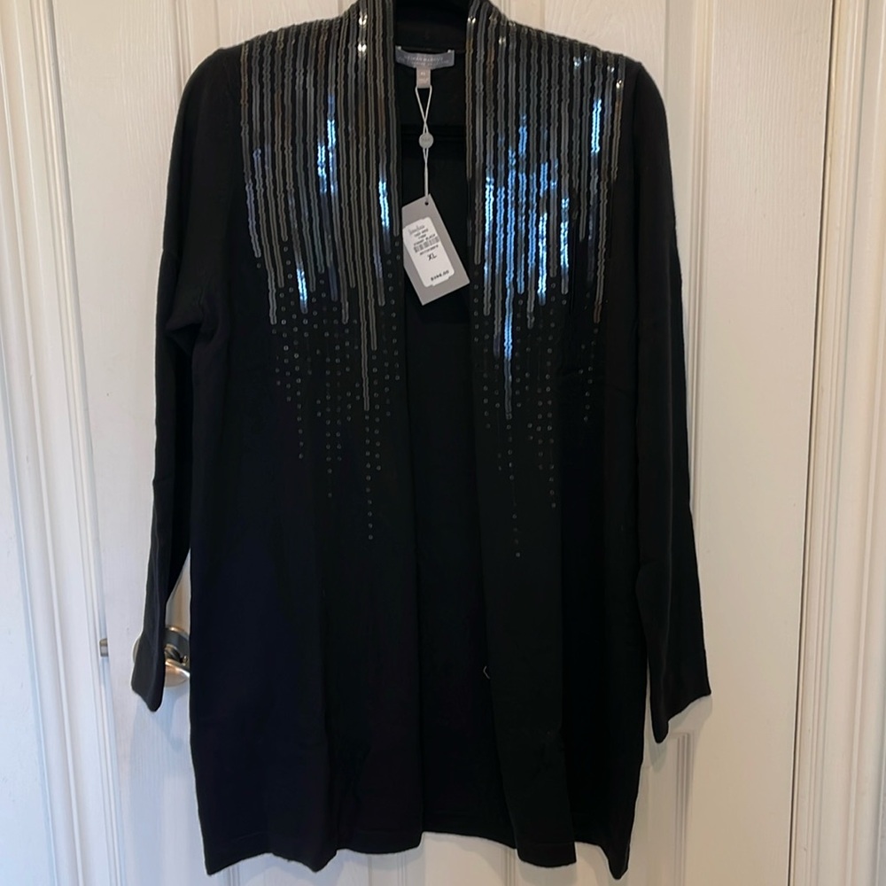 Cashmere 100%. Neiman Marcus Cashmere Long Open Duster. Size XL. NWT. black.